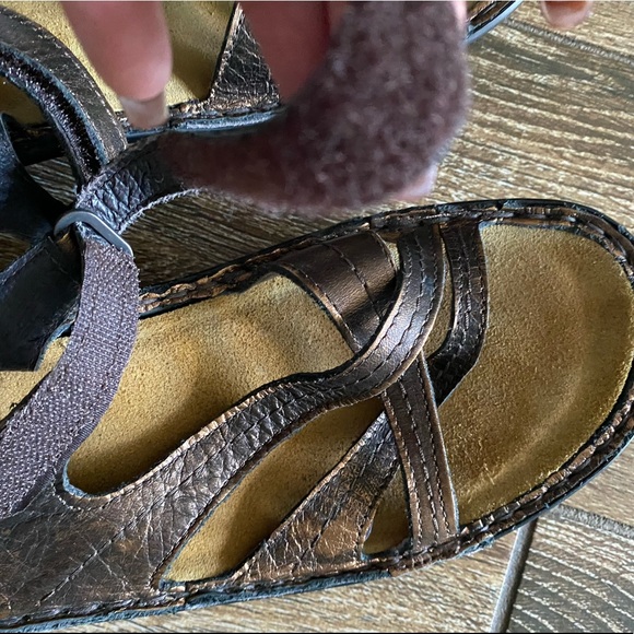 NAOT strappy open toe snap on comfort leather sandals